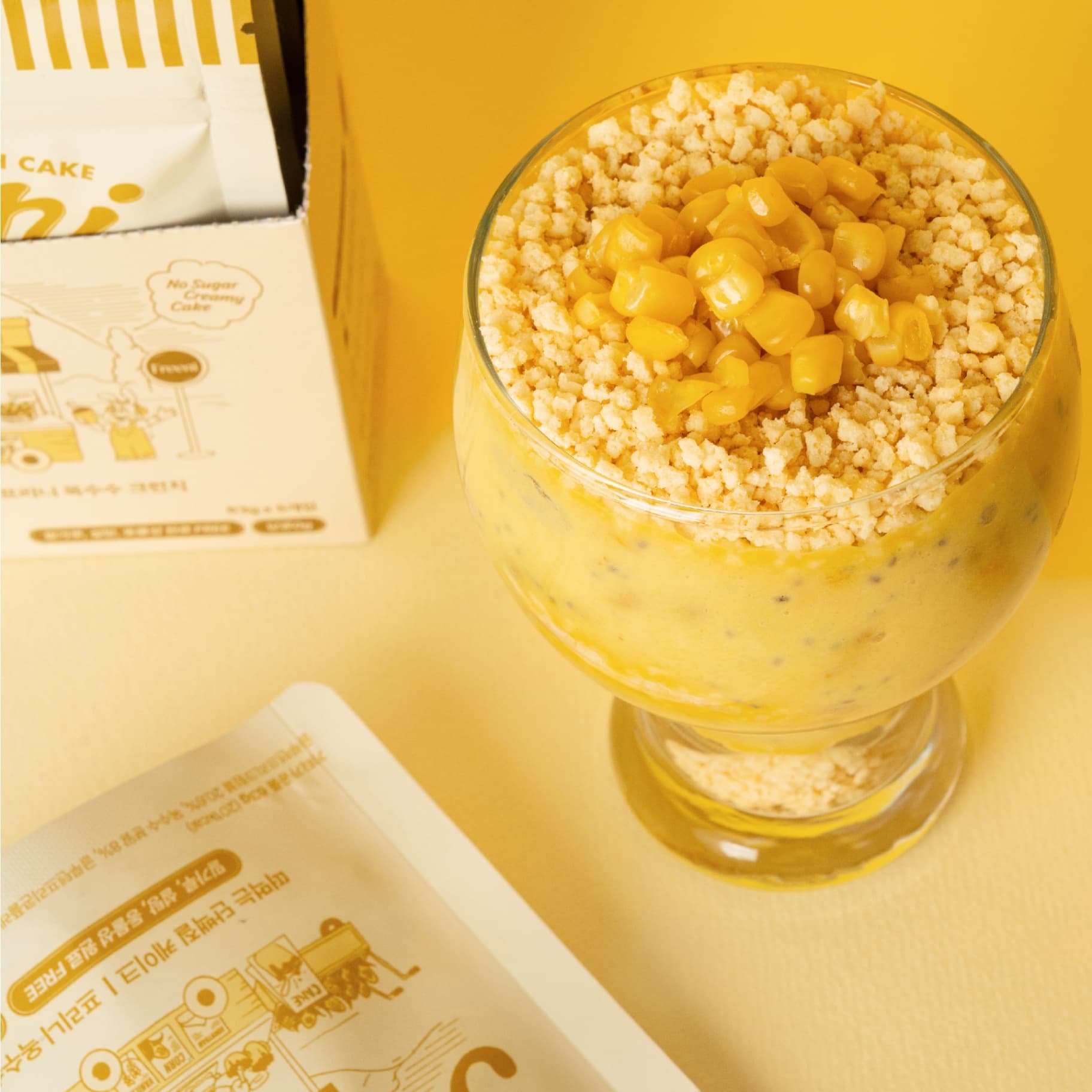 프리니 저당 단백질 크림 푸딩 케이크 글루텐프리 빵 브레드푸딩 다이어트 디저트 옥수수크런치